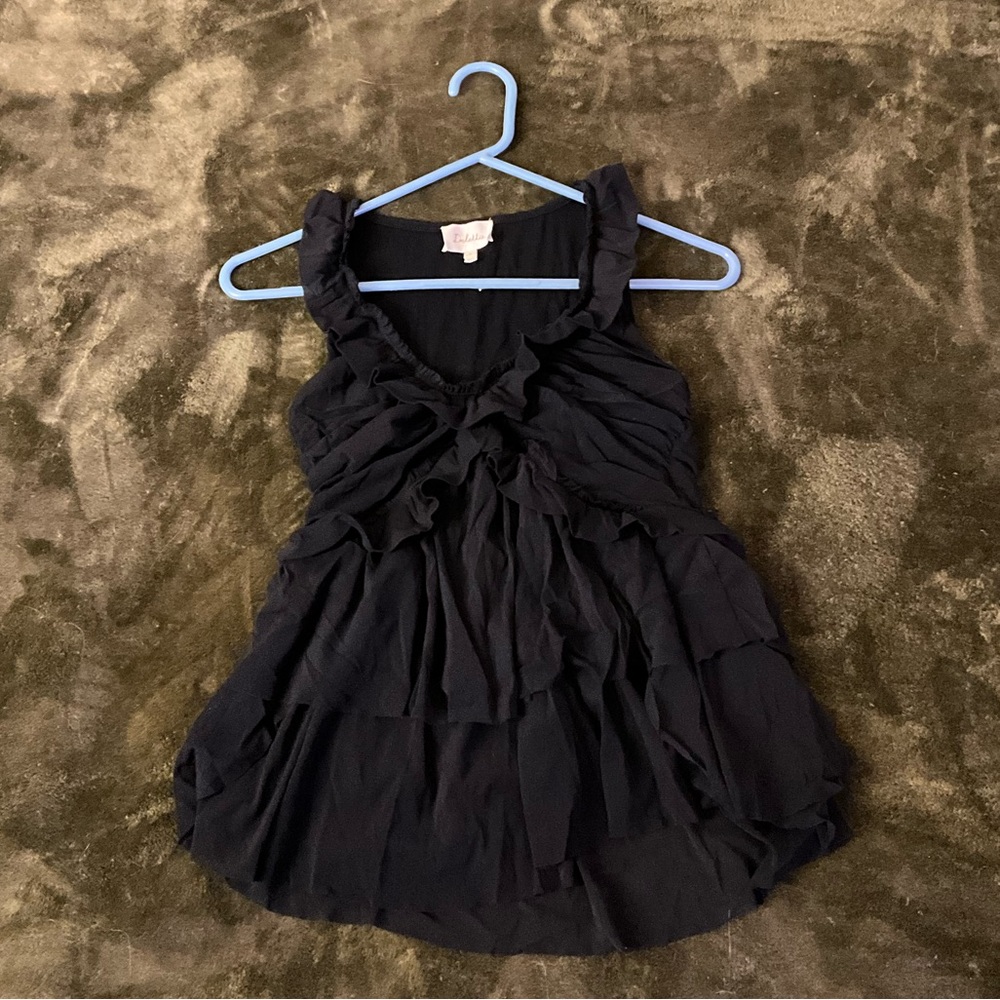 Y2K Black Ruffle Tank Top